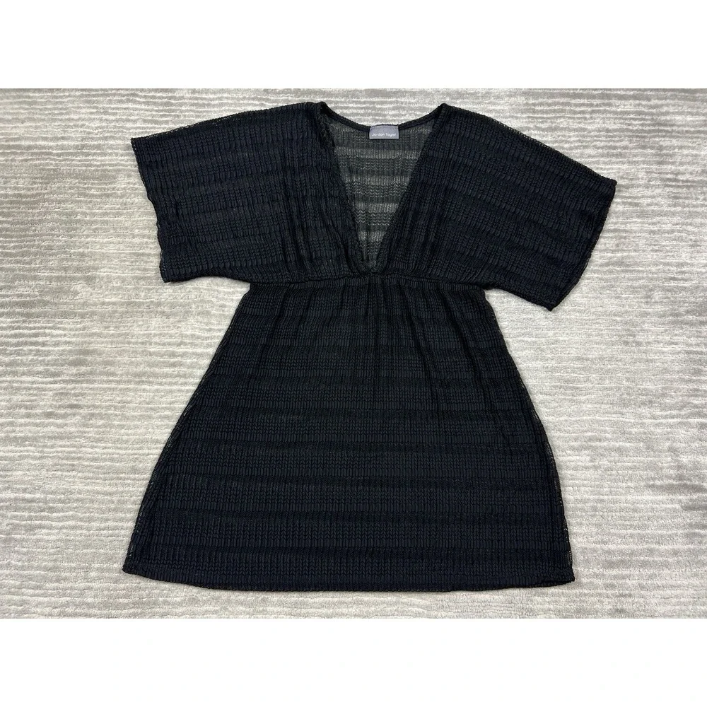 Jordan Taylor Top Womens Small Black Swimwear Cover Up Short Sleeve